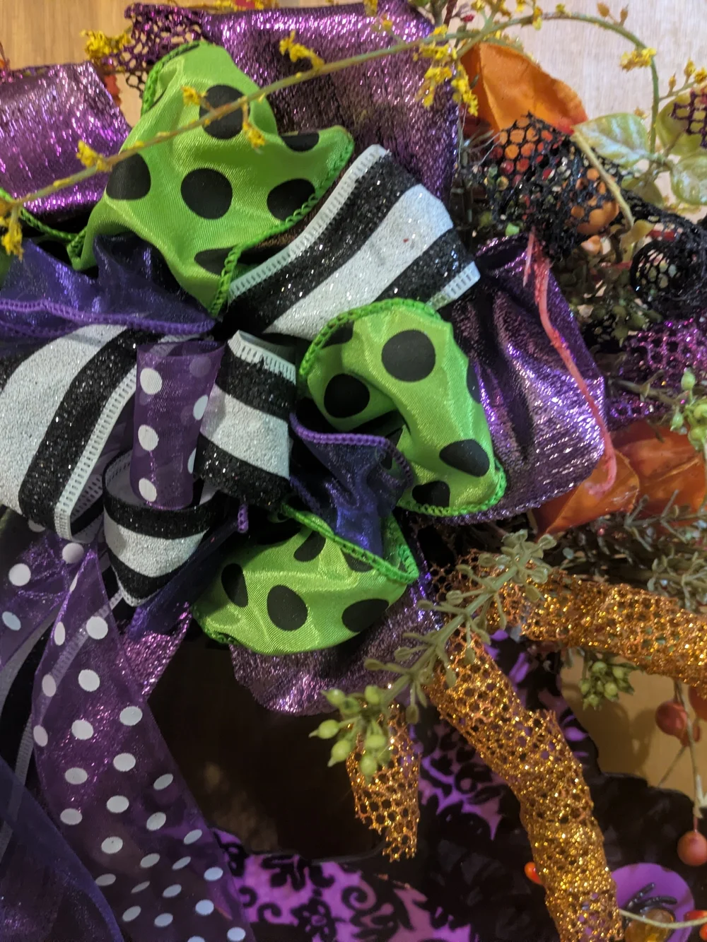 Halloween Witch Face Decorative Wreath - Purple & Green